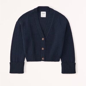 Abercrombie & Fitch Cotton Blend seed stitch cardigan, Navy, size small!